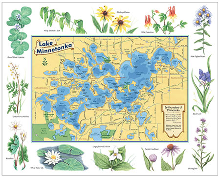 Lake Minnetonka with Flower Border by Map Hero, Inc.